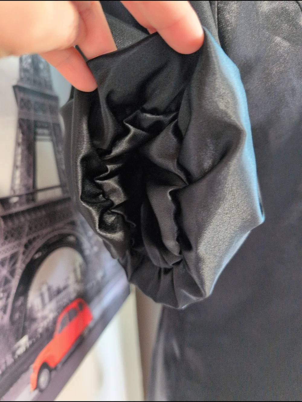 George Black Satin Puff-Sleeve Button-Down Shirt - Picture 7 of 9